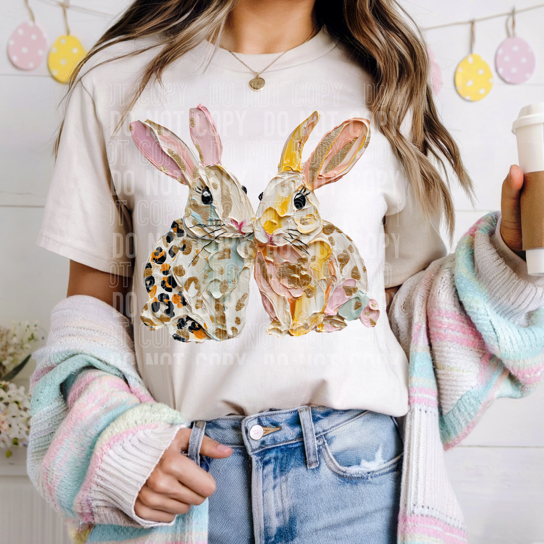 Painted Easter Bunny Leopard DTF Print