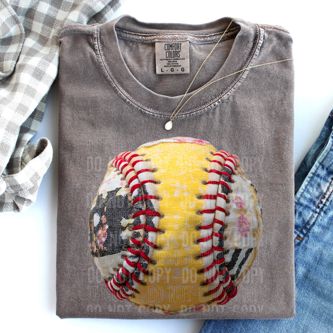 Faux Yarn Patch Softball DTF Print