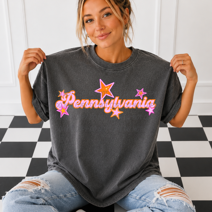 Pink and Orange States DTF Print