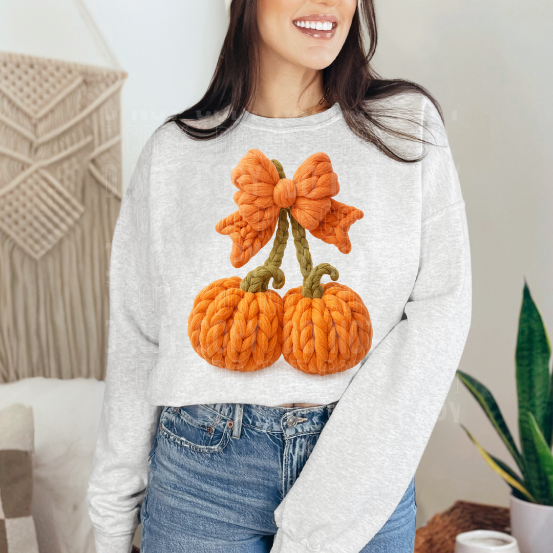Pumpkin Cherry Faux Yarn DTF Print