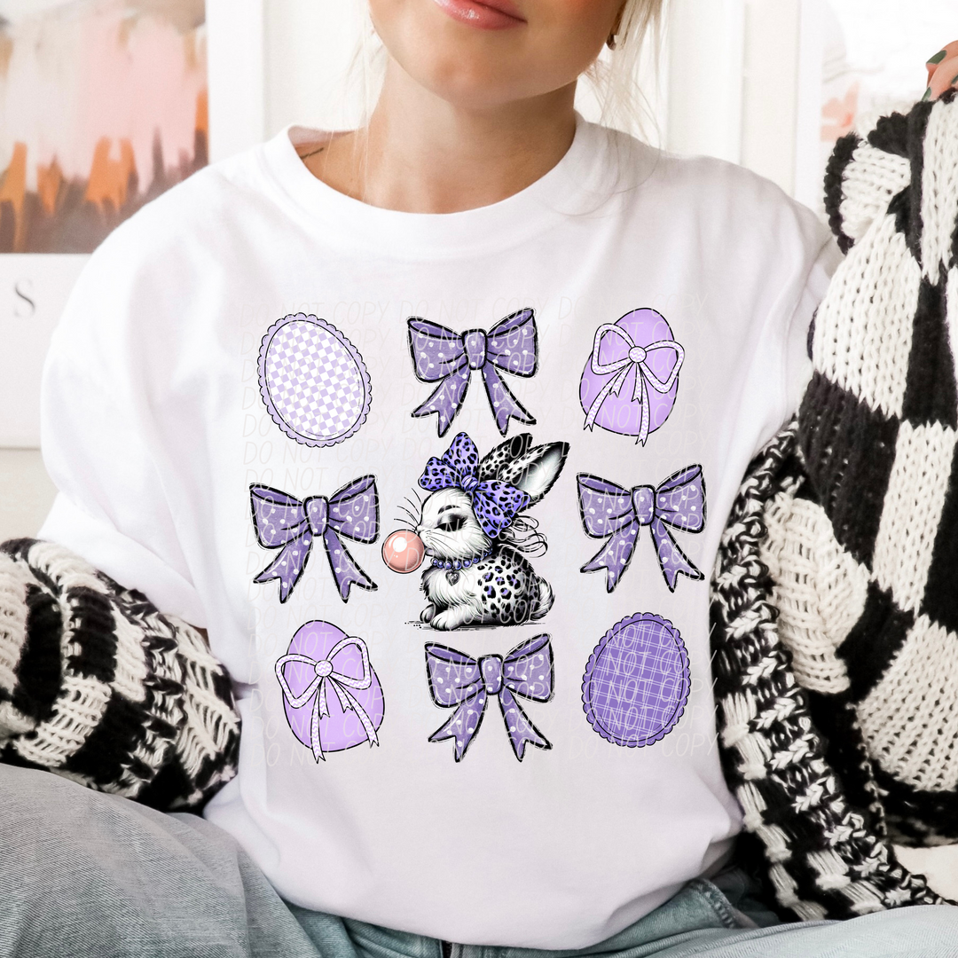 Purple Bunny Bubble DTF Print