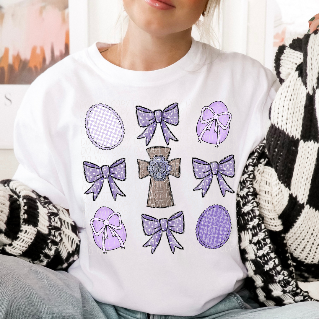 Purple Cross Coquette DTF Print