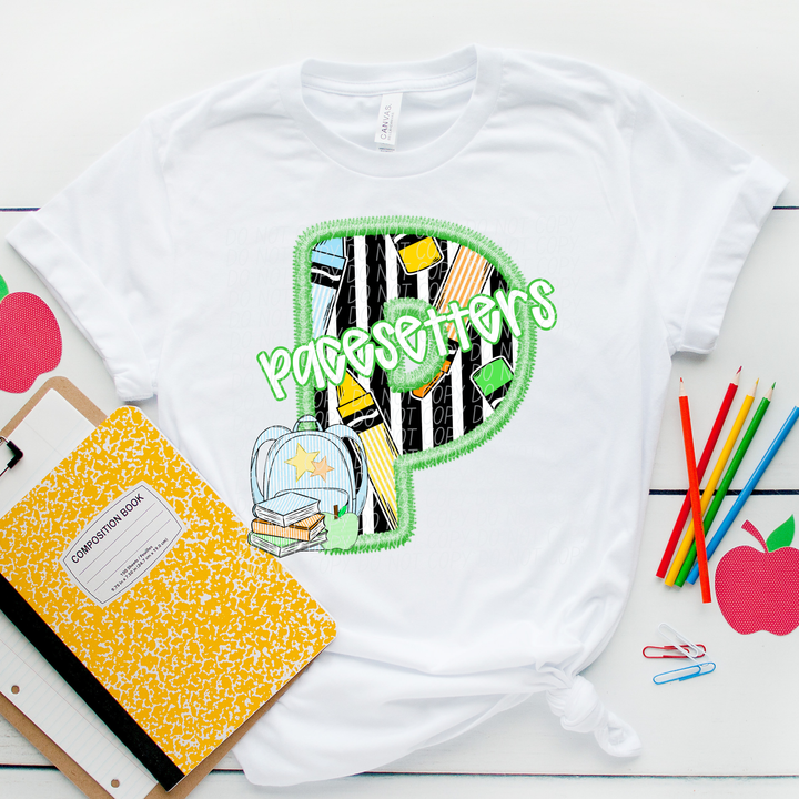Green Letter Back to School Mascots DTF Print