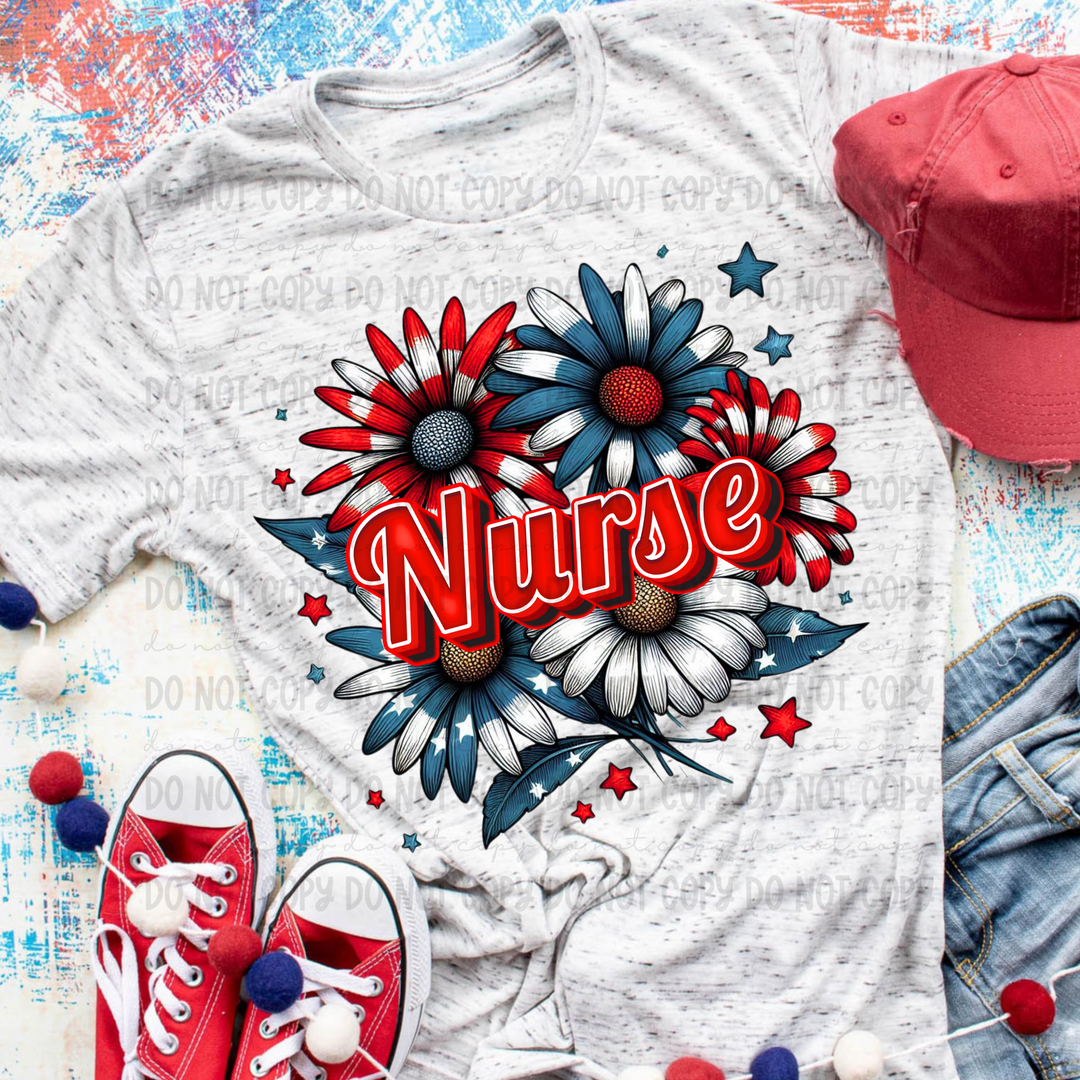 Patriotic Floral Titles DTF Print