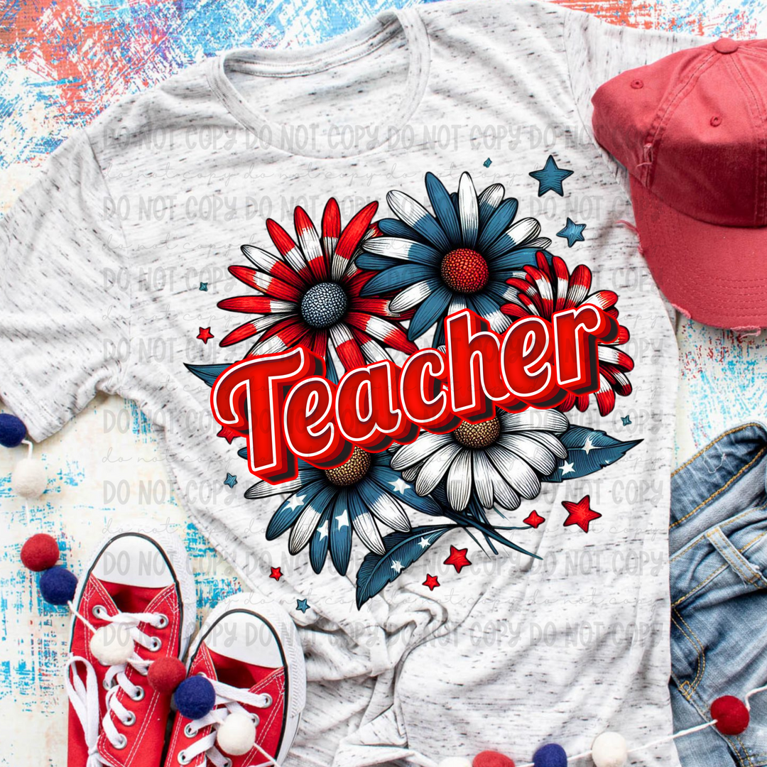 Patriotic Floral Titles DTF Print