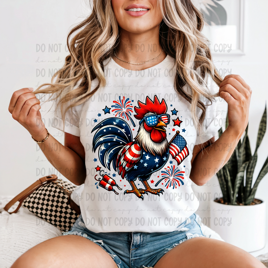 Patriotic Rooster DTF Print