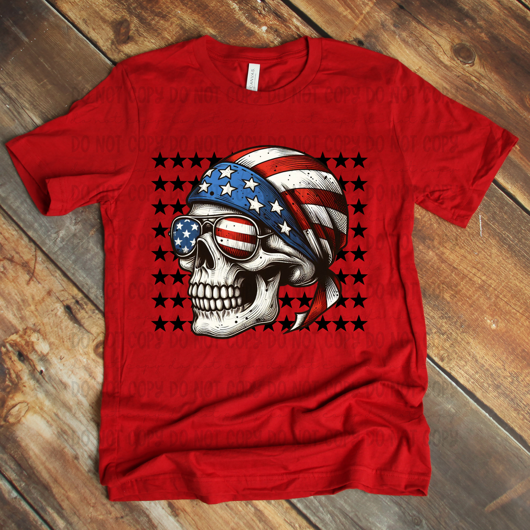 Patriotic Skull DTF Print