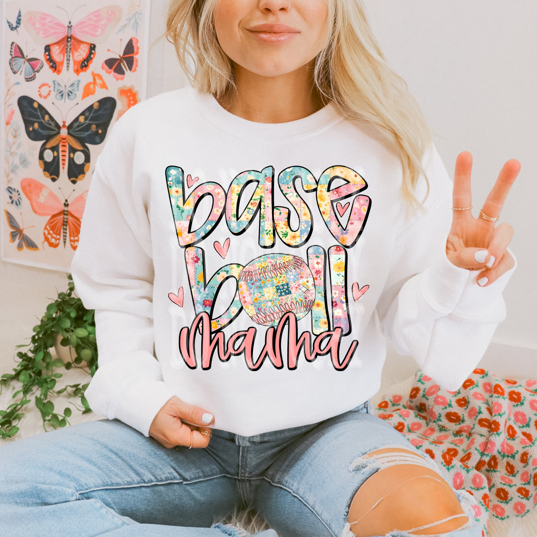 Baseball Mama Floral DTF Print