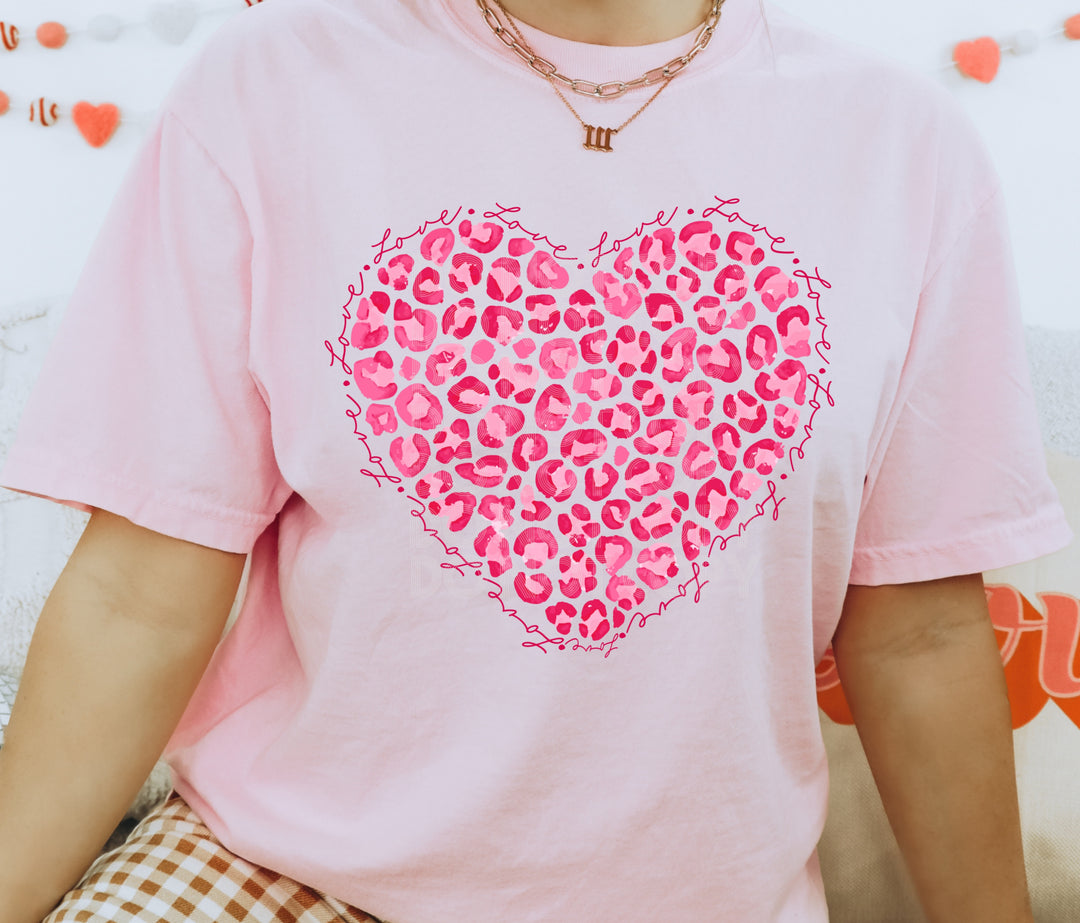Leopard Heart DTF Print