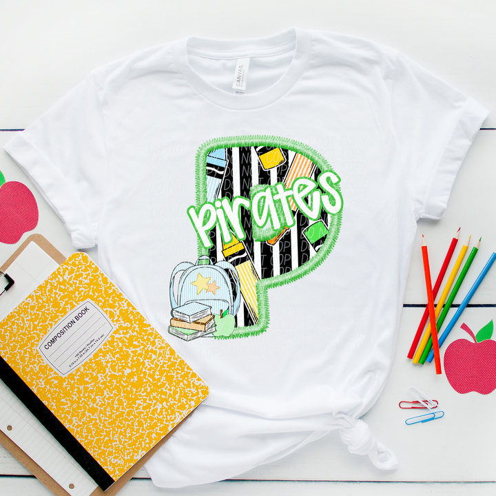 Green Letter Back to School Mascots DTF Print