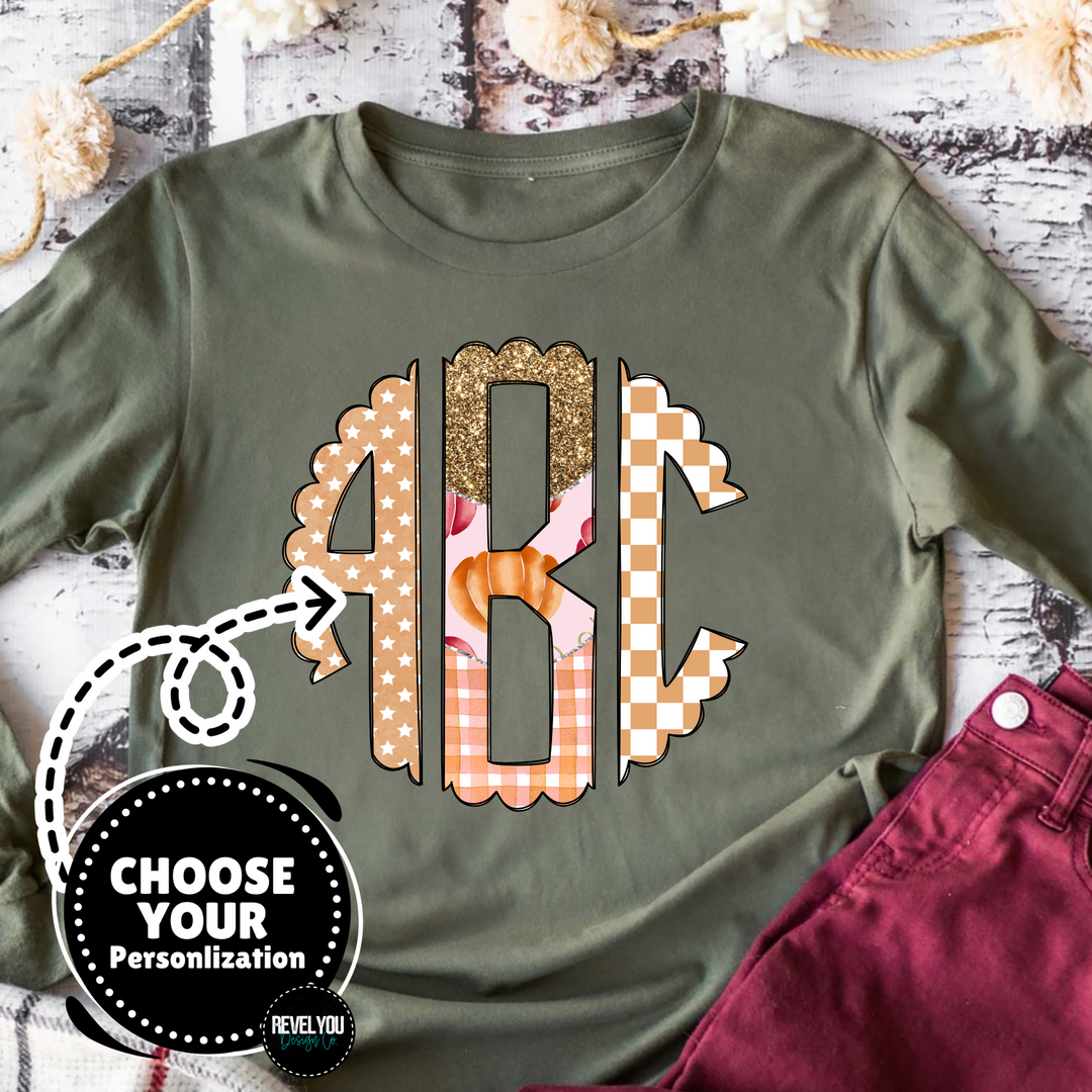 Customized Pumpkin Patch Monogram DTF Print