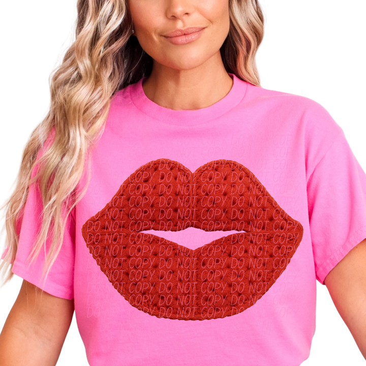 Crochet Red Lips DTF Print