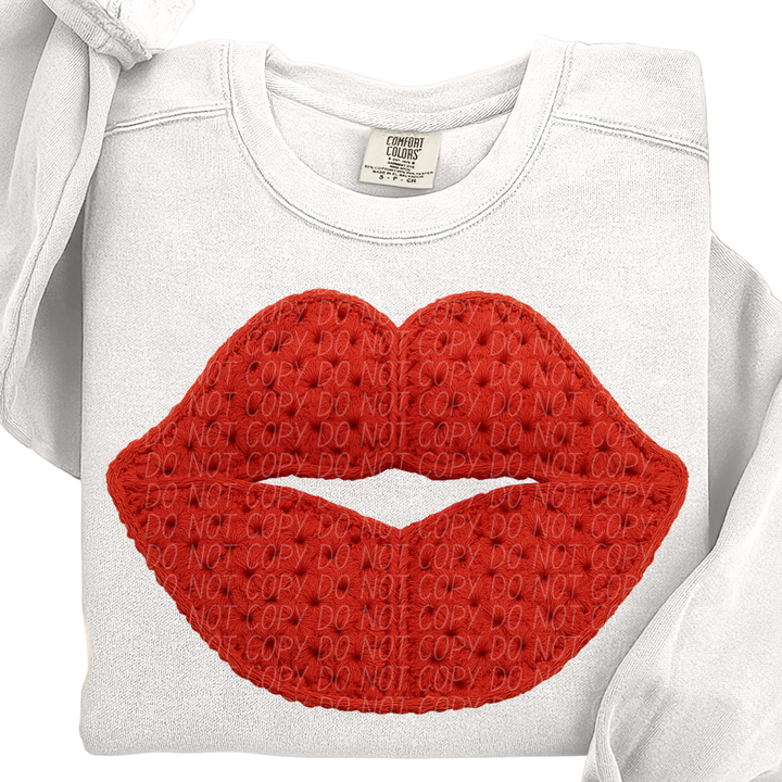 Crochet Red Lips DTF Print
