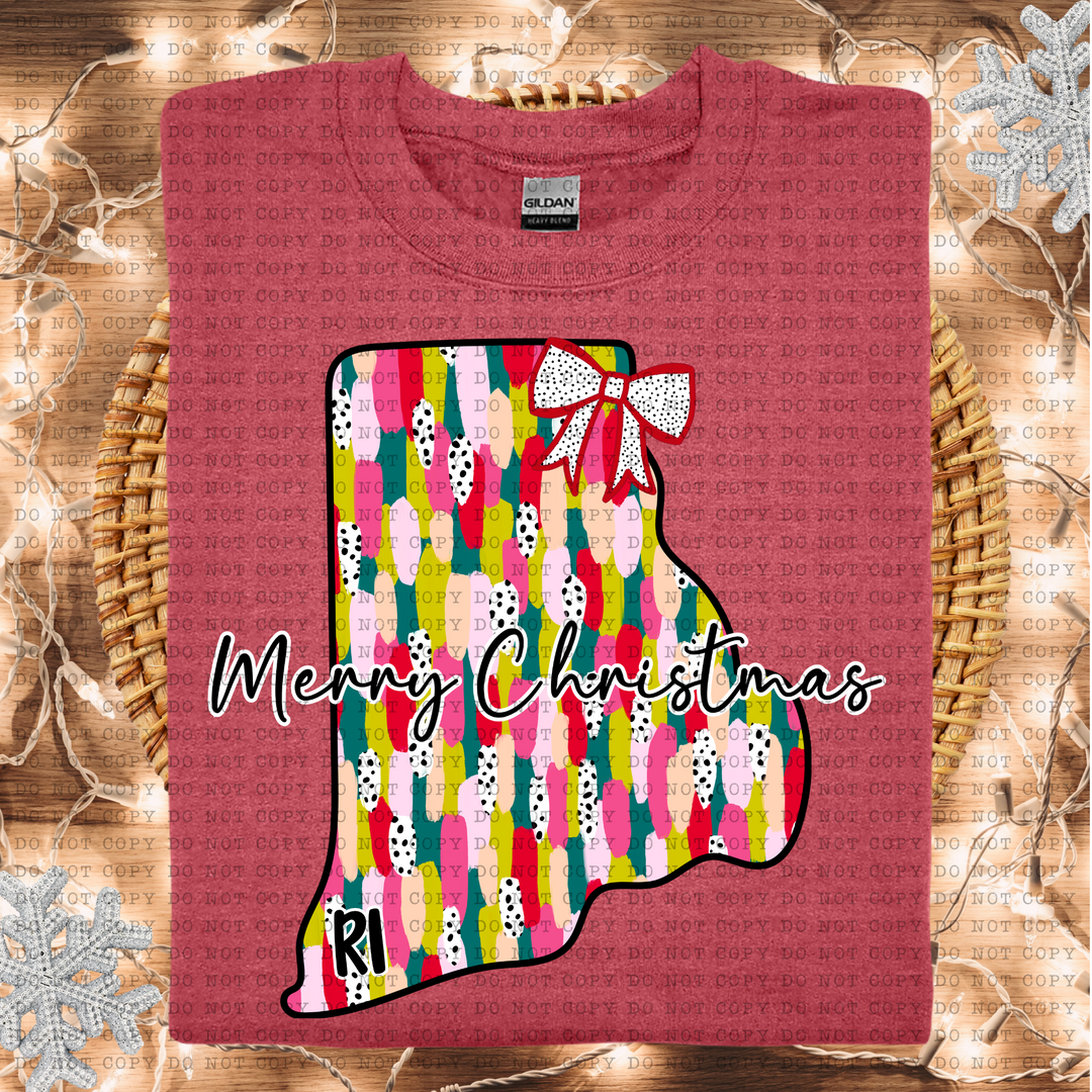 Messy Paint States Merry Christmas DTF Print