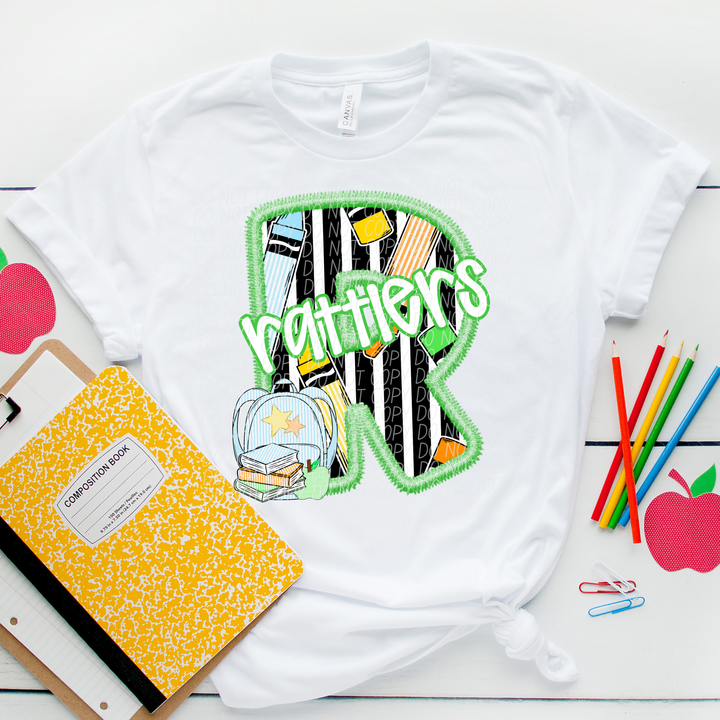 Green Letter Back to School Mascots DTF Print