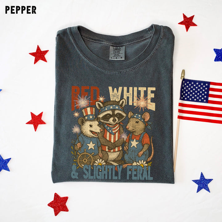 Red White Slightly Feral DTF Print