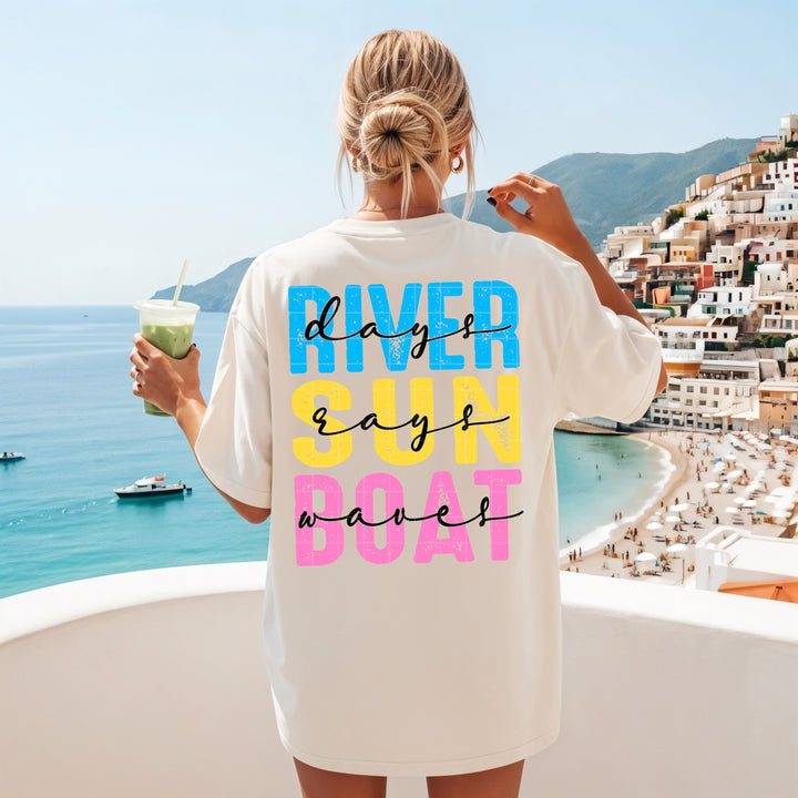 River Sun Boat DTF Print