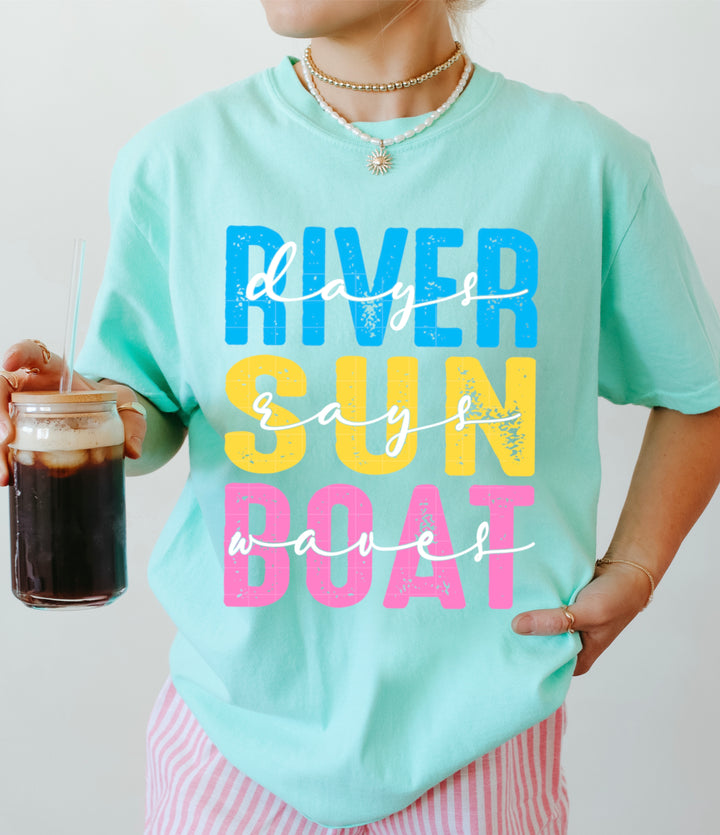 River Sun Boat DTF Print