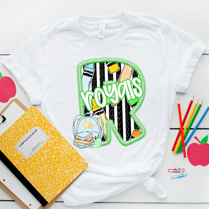 Green Letter Back to School Mascots DTF Print