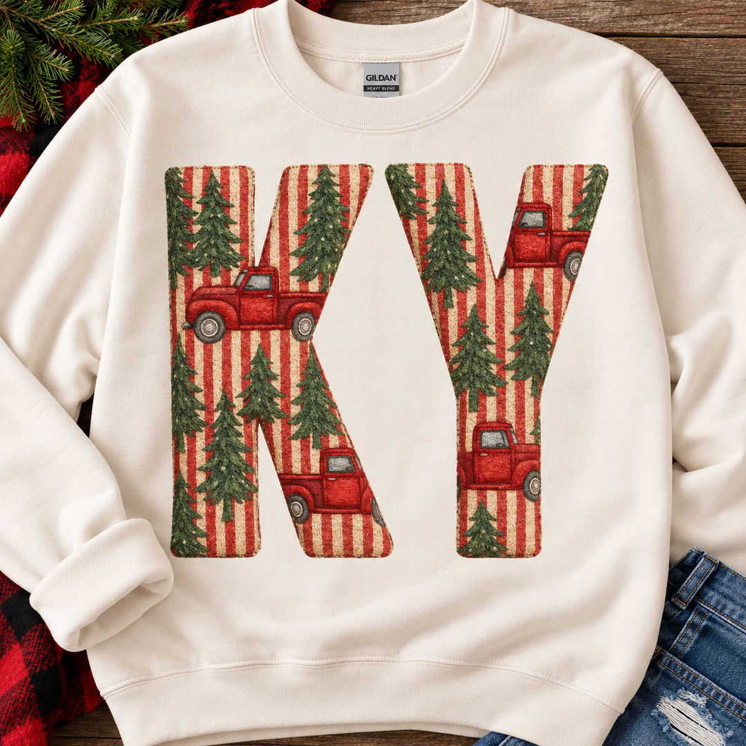 KY Red Christmas Truck DTF Print