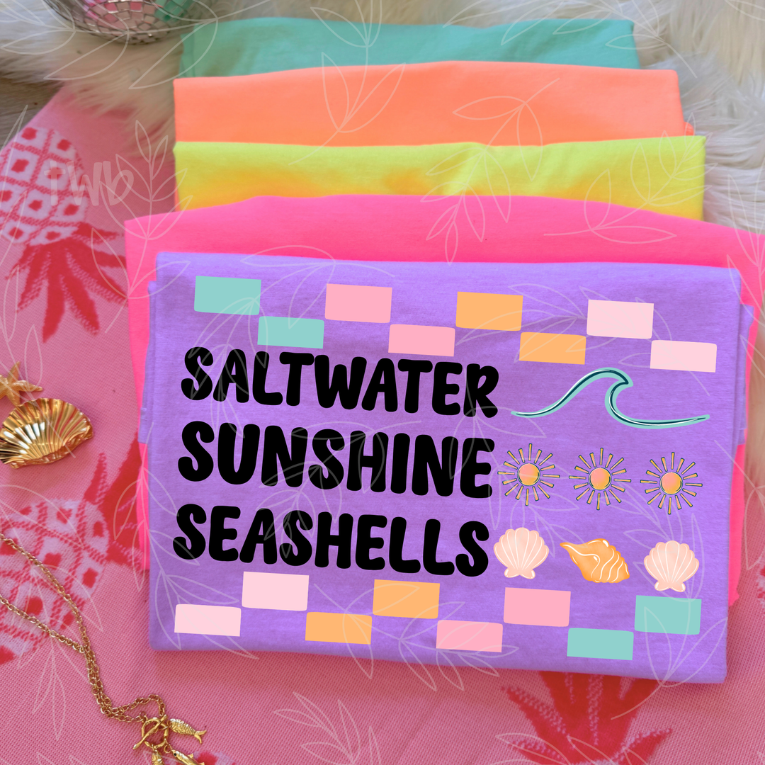 Saltwater Sunshine Seashells DTF Print