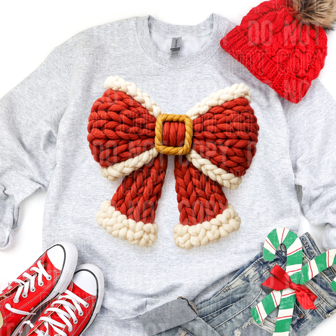 Santa Christmas Bow DTF Print