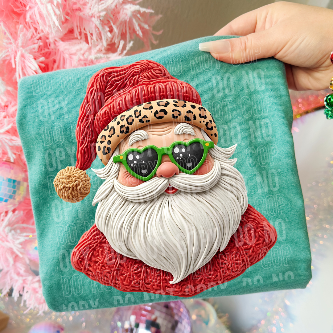 Santa Faux Detail Leopard Hat DTF Print