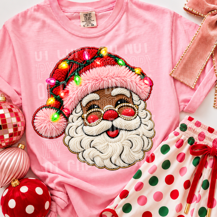 Santa Faux Embroidery DTF Print