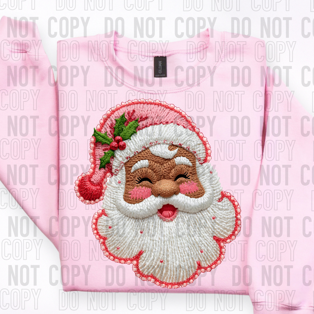 Santa’s Pink Faux Yarn DTF Print