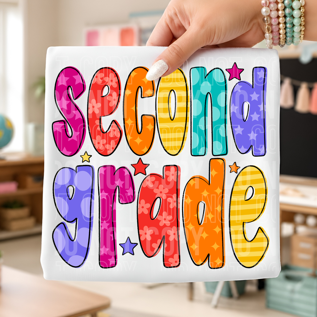 Second Grade Doodle DTF Print