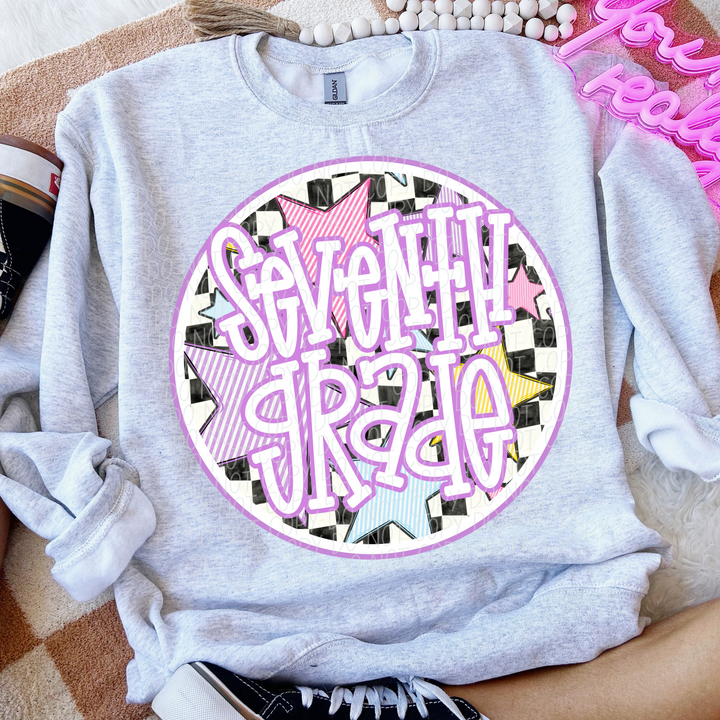 Back To School Stars Purple - Grade Levels DTF Print