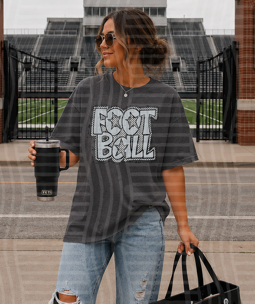 Preppy Checker Football Stars DTF Print