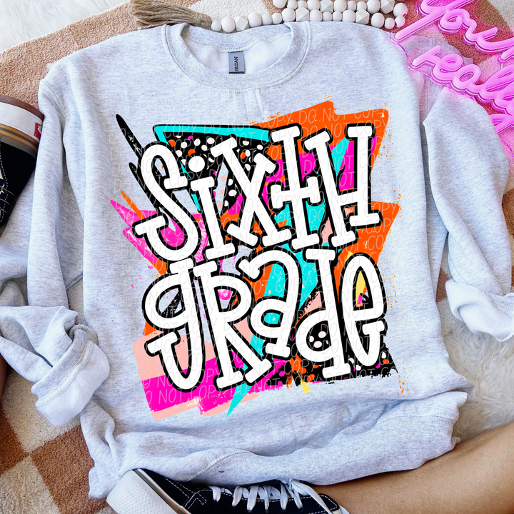 Bright Retro School Grades DTF Print