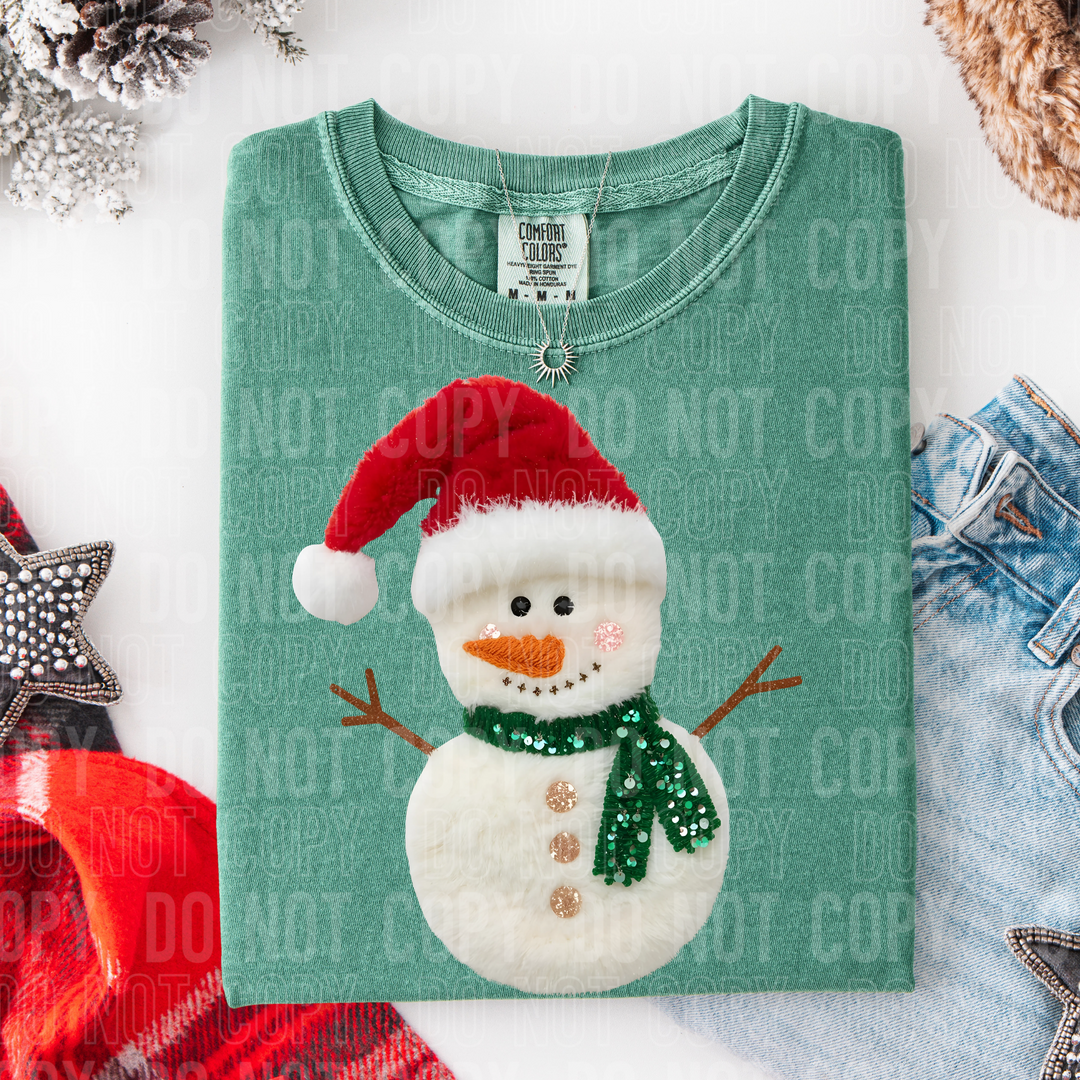 Snowman Faux Fur DTF Print