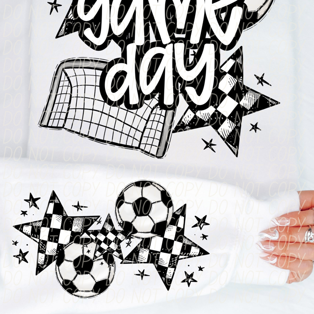 Game Day Sports Checkered Stars SLEEVE DTF Print