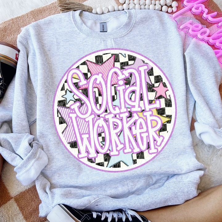 Back To School Stars Purple - Occupations DTF Print