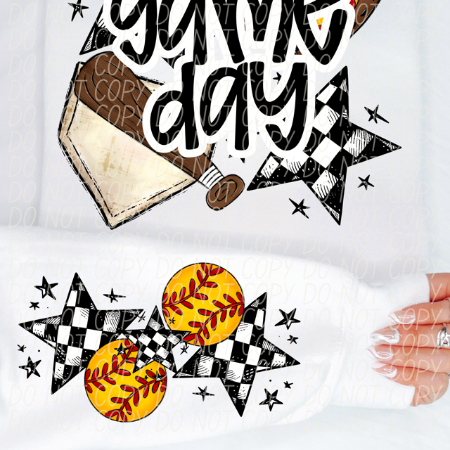 Game Day Sports Checkered Stars SLEEVE DTF Print