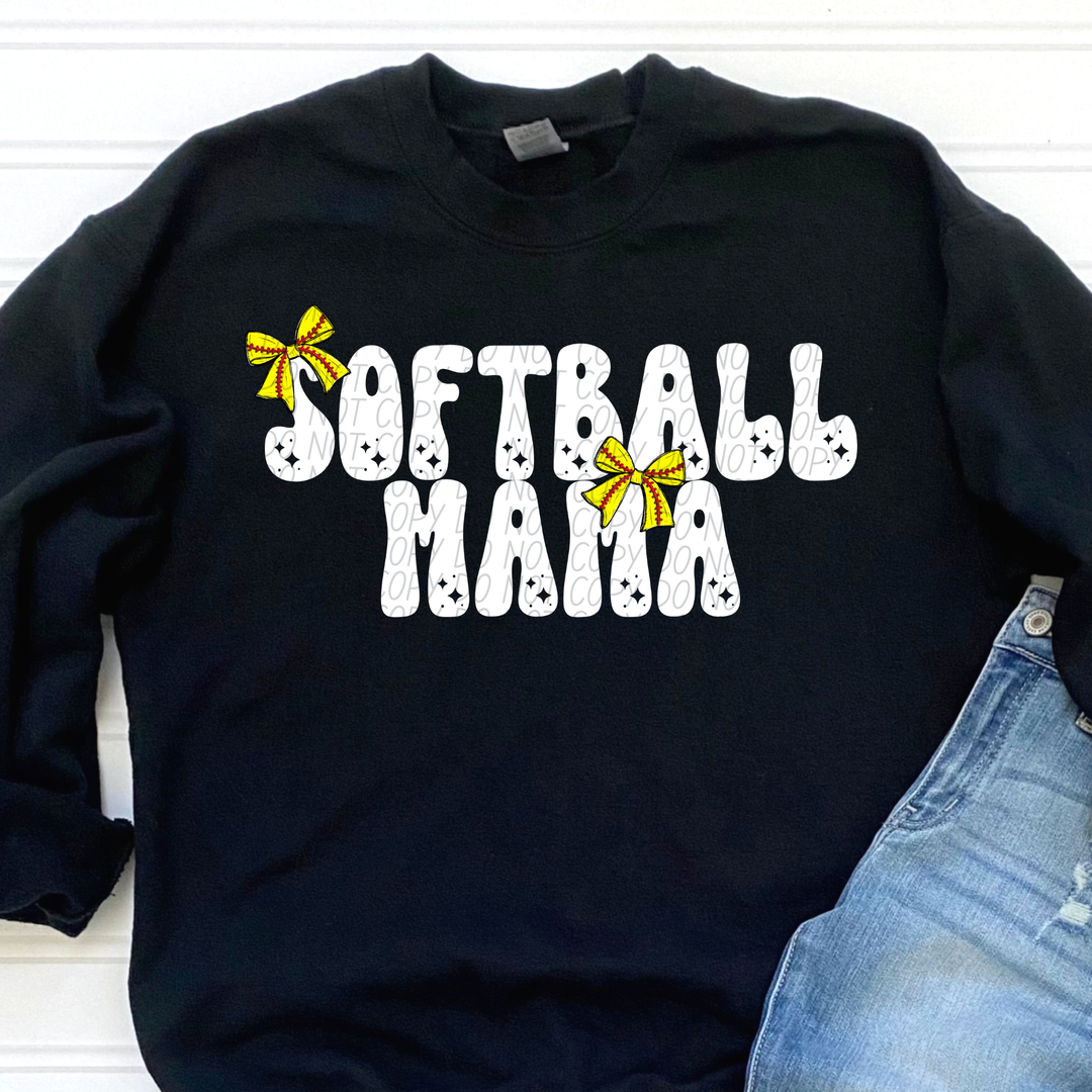 Softball Mama Bow DTF Print