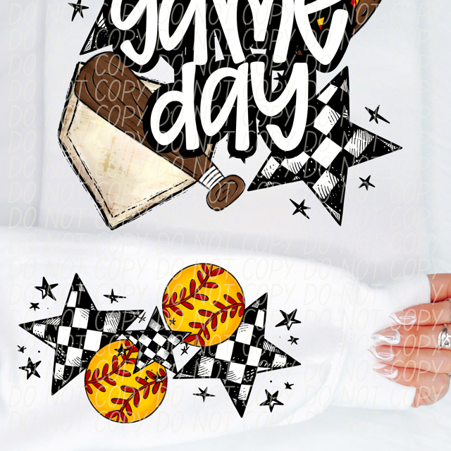 Game Day Sports Checkered Stars SLEEVE DTF Print