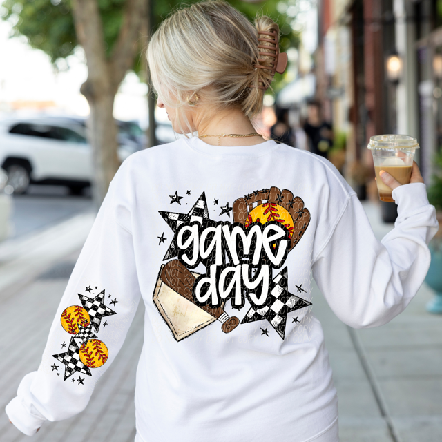 Game Day Sports Checkered Stars SLEEVE DTF Print