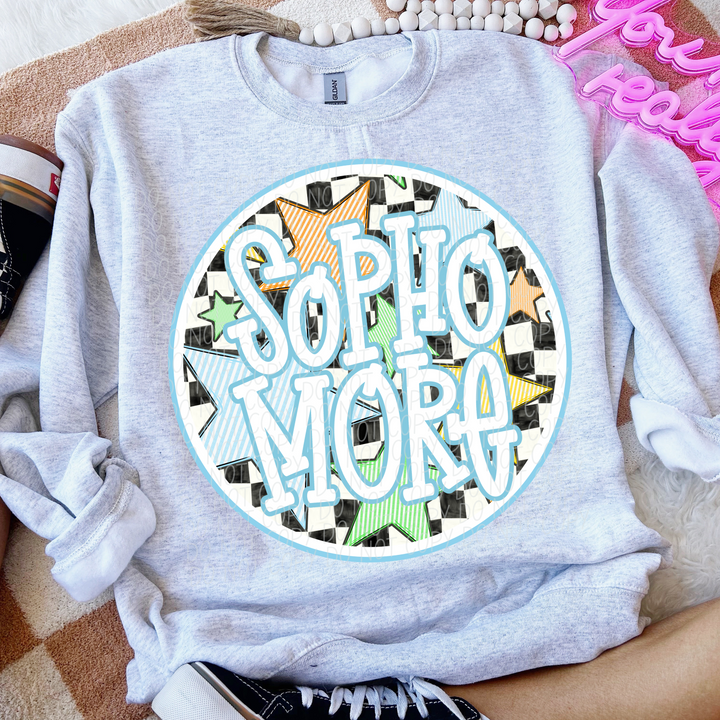 Back To School Stars Blue - Grade Levels DTF Print