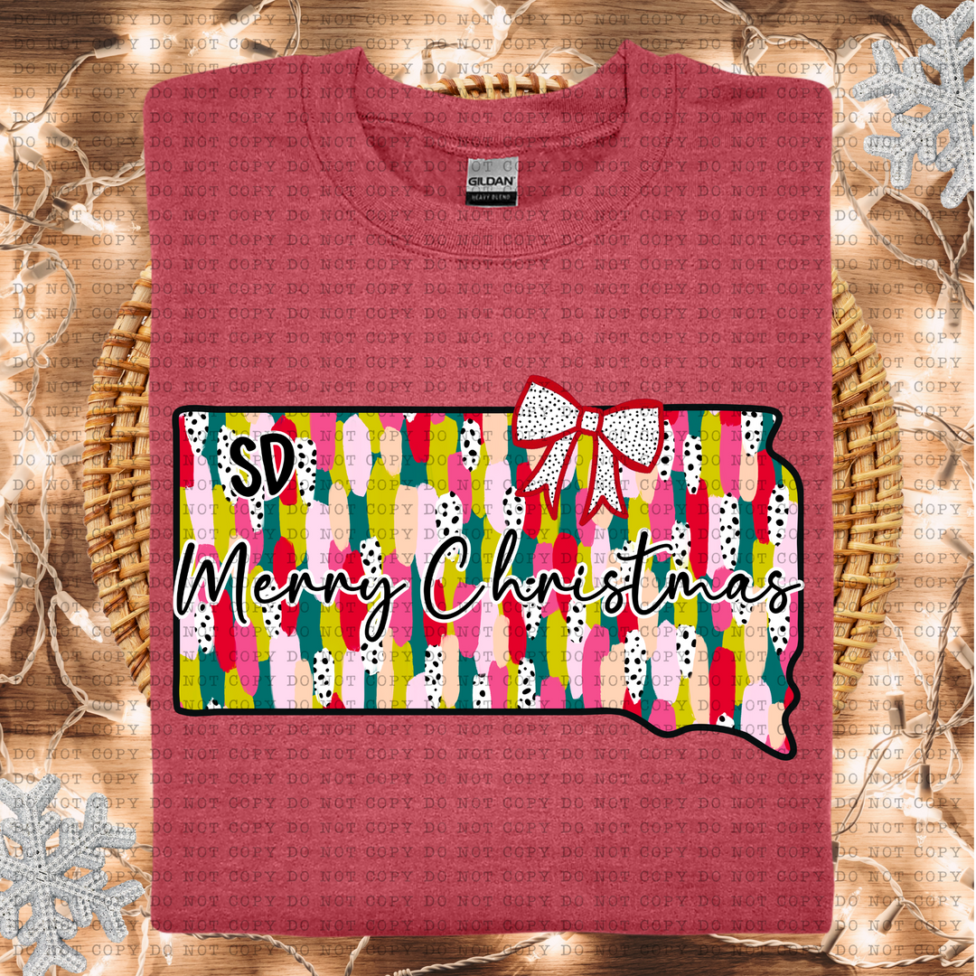 Messy Paint States Merry Christmas DTF Print