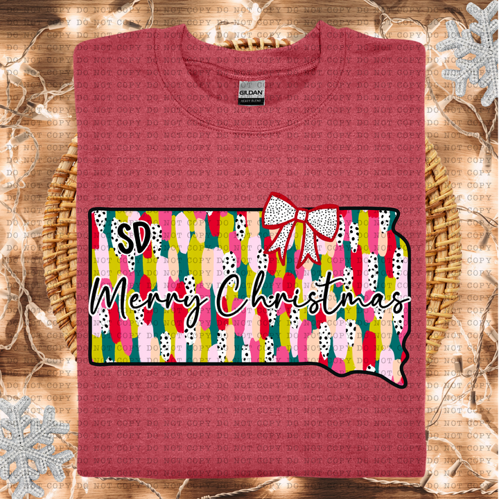 Messy Paint States Merry Christmas DTF Print