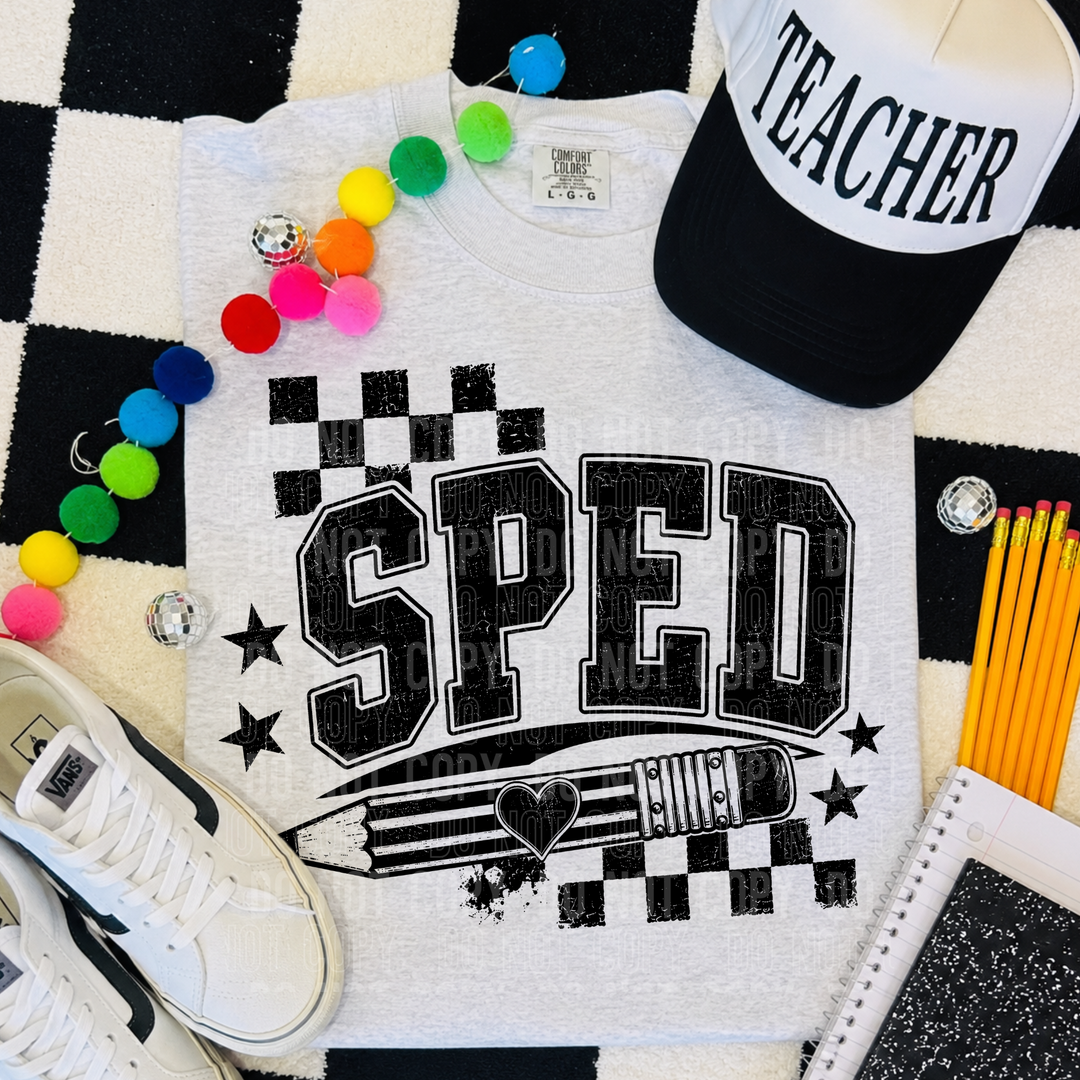 Sped Pencil Distressed DTF Print