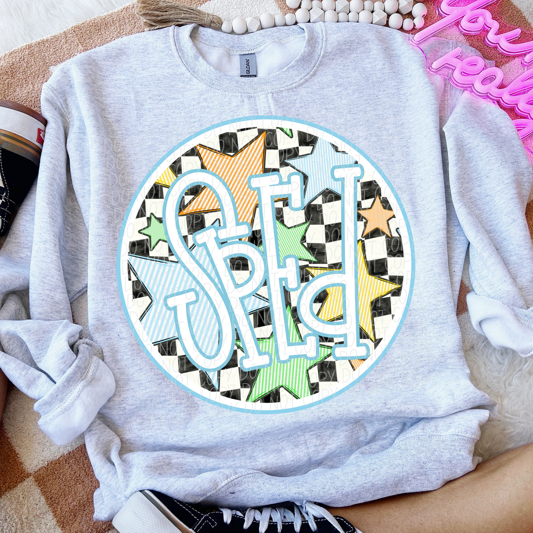 Back To School Stars Blue - Occupations DTF Print