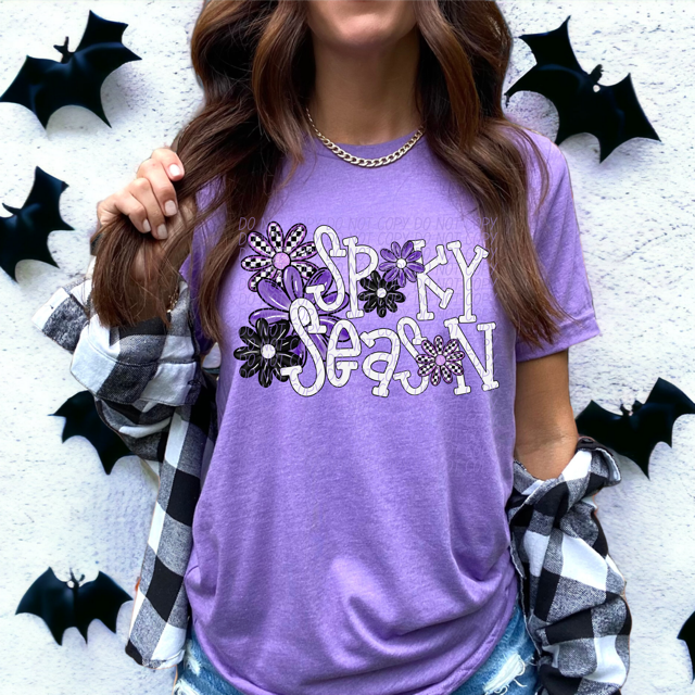 Spooky Season Purple Flowers DTF Print