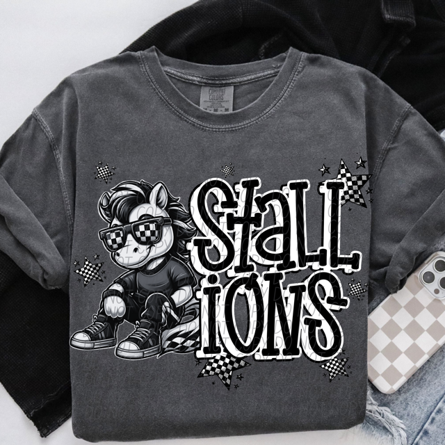 Black and White Mascots DTF Print