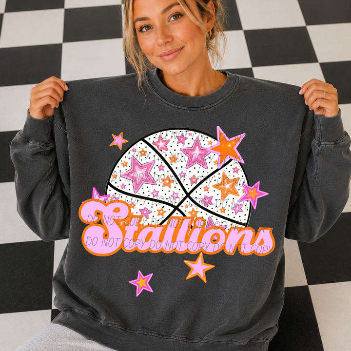 Pink Basketball Mascots DTF Print