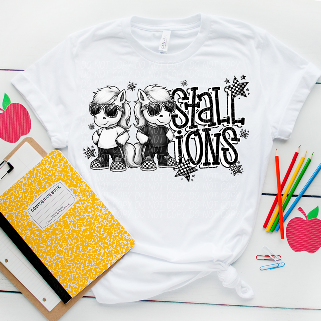 Black and White Mascots DTF Print