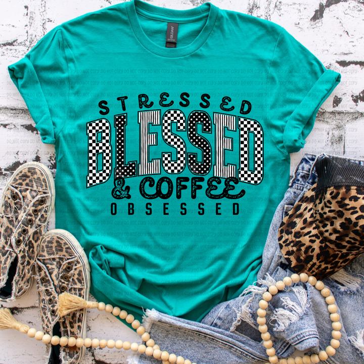 Stressed Blessed Coffee DTF Print